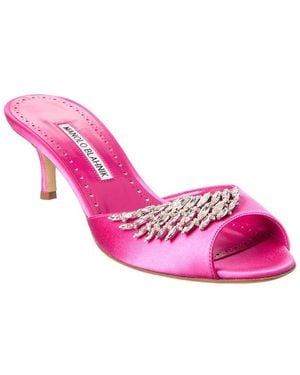 Manolo Blahnik Lumada 50 Satin Mule - Pink