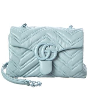 Gucci Gg Marmont Mini Leather Shoulder Bag - Blue