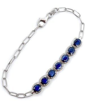 Gemstones 4.39 Ct. Tw. Diamond & Sapphire Bracelet - Blue