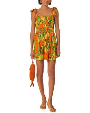 FARM Rio Chic Pears Short Sleeves Mini Dress - Yellow