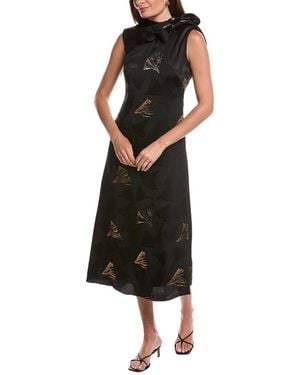 Lafayette 148 New York Tie-Neck Maxi Dress - Black