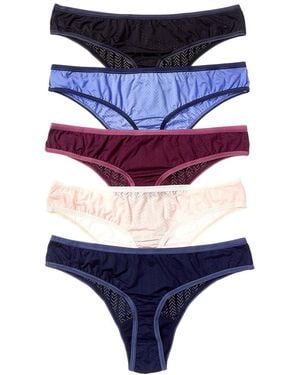 Hanky Panky Set Of 5 Natural Thong - Blue