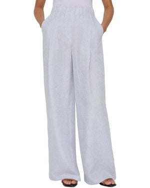 Lafayette 148 New York Wide Leg Astor Pleat Front Linen Pant - Grey