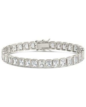 Sterling Forever Rhodium Plated Cz Roxie Bezel Tennis Bracelet - White