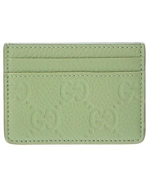 Gucci Gg Emblem Leather Card Case - Green