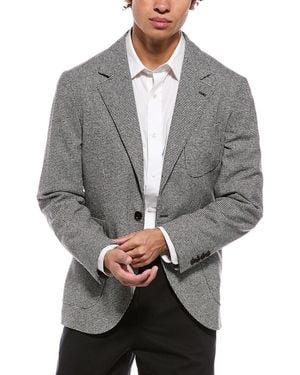 Brunello Cucinelli Houndstooth Wool & Cashmere-Blend Blazer - Gray