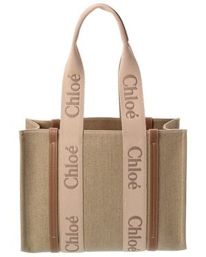 Chloé Woody Medium Canvas Tote - Natural