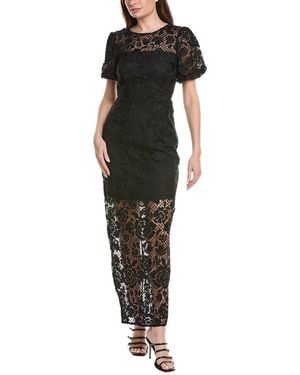 MILLY Yasmin Long Rose Mosaic Maxi Dress - Black