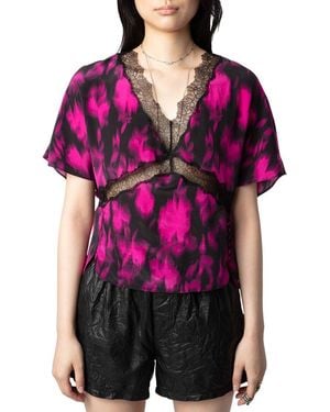 Zadig & Voltaire Tzar Silk Xray Top - Purple