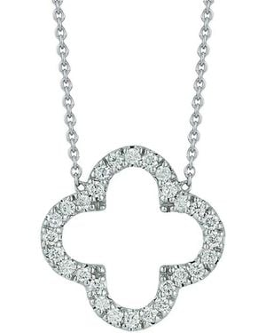 Nephora 14k 0.10 Ct. Tw. Diamond Open Clover Necklace - Metallic