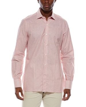 Isaia Linen-Blend Dress Shirt - Pink