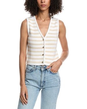 French Connection Stripe V Neck Cardigan - Blue