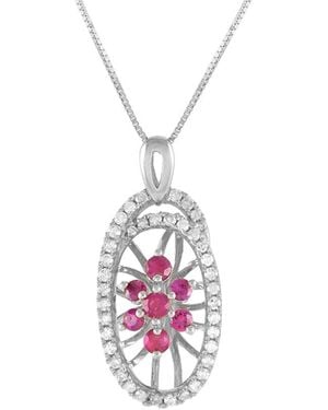 Gemstones 14k 0.22 Ct. Tw. Diamond & Ruby Necklace - White
