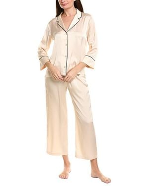 Natori 2Pc Satin Essentials Notch Pajama Set - Natural