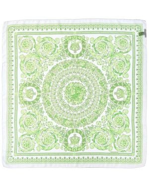 Versace Barocco Print Silk Scarf - Green