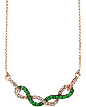 Le Vian 14k Rose Gold 0.52 Ct. Tw. Diamond & Emerald Necklace - Green