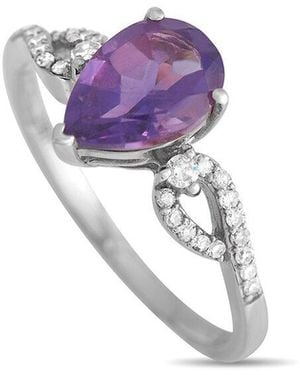 Gemstones 14k 0.15 Ct. Tw. Diamond & Amethyst Ring - Purple