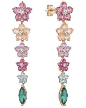 Liv Oliver 18K Plated 11.40 Ct. Tw. Quartz Earrings - Pink