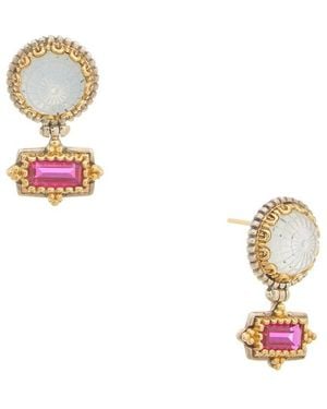 Konstantino Dome Silver & 18k Gemstone & Pearl Drop Earrings - White