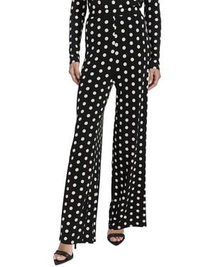 Halston Polka Dot Wide Leg Pant - Black