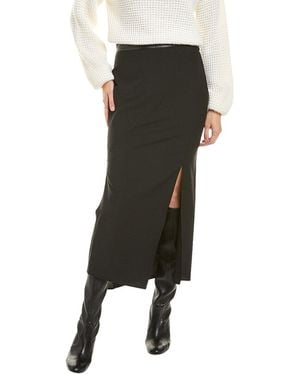 Helmut Lang Seamed Wool-Blend Midi Skirt - Black