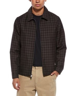 Vince Plaid Wool-Blend Zip Jacket - Black