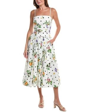 Avec Les Filles Drop Waist Belted Midi Dress - White