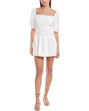 Onia Air Smocked Linen-Blend Mini Dress - White