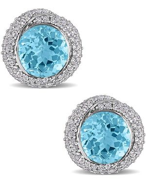 Rina Limor Silver 10.16 Ct. Tw. Blue Topaz - Sky & White Topaz Earrings