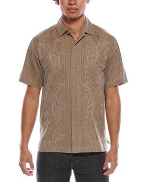 Tommy Bahama Maui Border Silk Camp Shirt - Brown