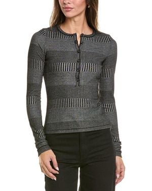 Rag & Bone The Knit 2-Tone Rib Henley - Gray