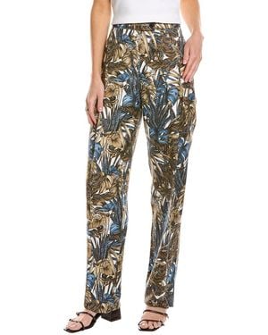 Ferragamo Printed Foliage Silk & Linen-blend Pant - Green