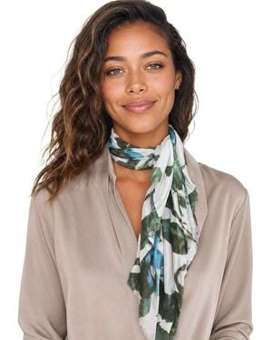 Blue Pacific Floral Dip Silk-Blend Neckerchief - Gray