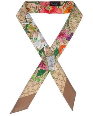 Gucci Gg Silk Scarf - Metallic