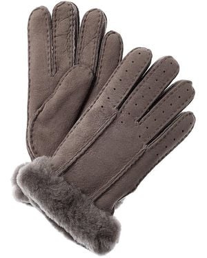 UGG Classic Perforated Two Point Suede Gloves - Brown