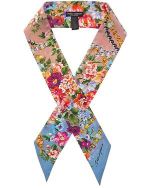 Dolce & Gabbana Bouquet Print Silk Scarf Bouquet Print Silk Scarf - Blue