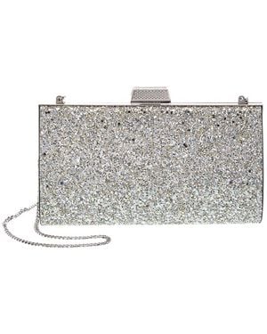 Jimmy Choo Zahra Glitter & Leather Clutch - Gray