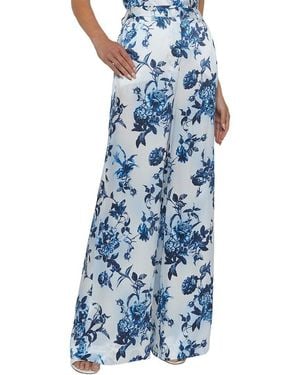 L'Agence Pilar Silk Wide Leg Pant - Blue