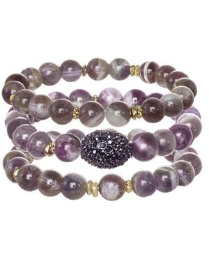 Rachel Reinhardt Jewelry Amethyst Crystal Fireball Stretch Bracelet - White