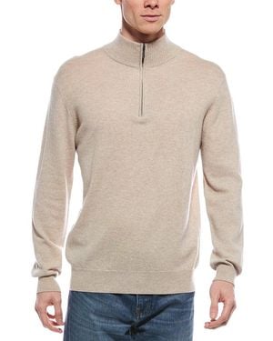 Forte Cashmere Mock Neck Cashmere 1/4-Zip Jumper - Natural