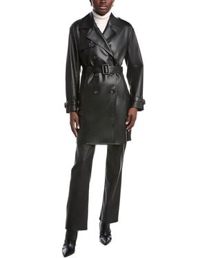 Kenneth Cole Faux Leather Trench Coat - Black