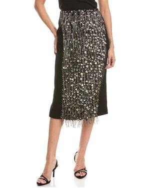 Tom Ford Wool & Silk-Blend Embellished Midi Skirt - Green