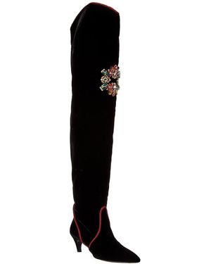 Roger Vivier Velvet Thigh-High Boot - Black
