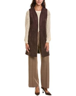 Tahari Open Front Vest - Brown