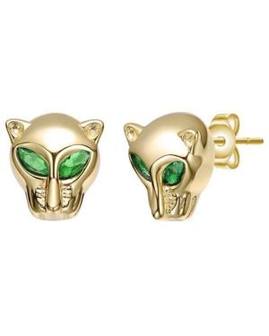 Rachel Glauber 14K Plated Cz Animal Earrings - Metallic