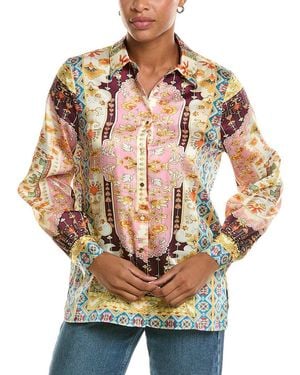 Tahari The Lior Baroque Blouse - Brown