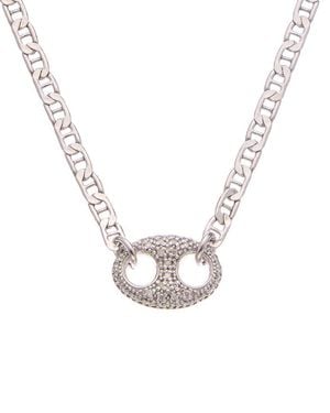 Meshmerise 18K Over 0.20 Ct. Tw. Diamond Puffed Mariner Necklace - Metallic