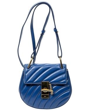 Chloé Blue Quilted Calfskin Leather Mini Drew Bijou (authentic Pre-loved)