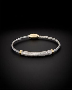Juvell 18K Plated Cz Twisted Cable Cuff Bracelet - Black