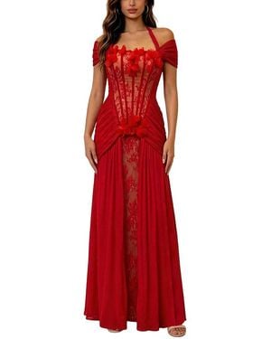 Dilireba Sleeveless Solid Maxi Dress - Red